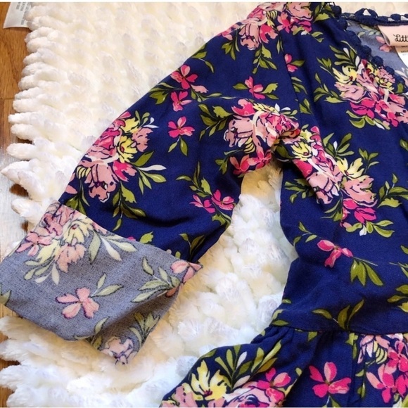 Little Lass Girls boho bohemian ruffles floral kimono open cardigan size 5 - Picture 3 of 8